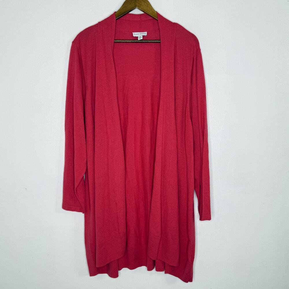 Susan Graver Cardigan Sweater Womens 3X Pink Open Front Long Sleeve Lightweight